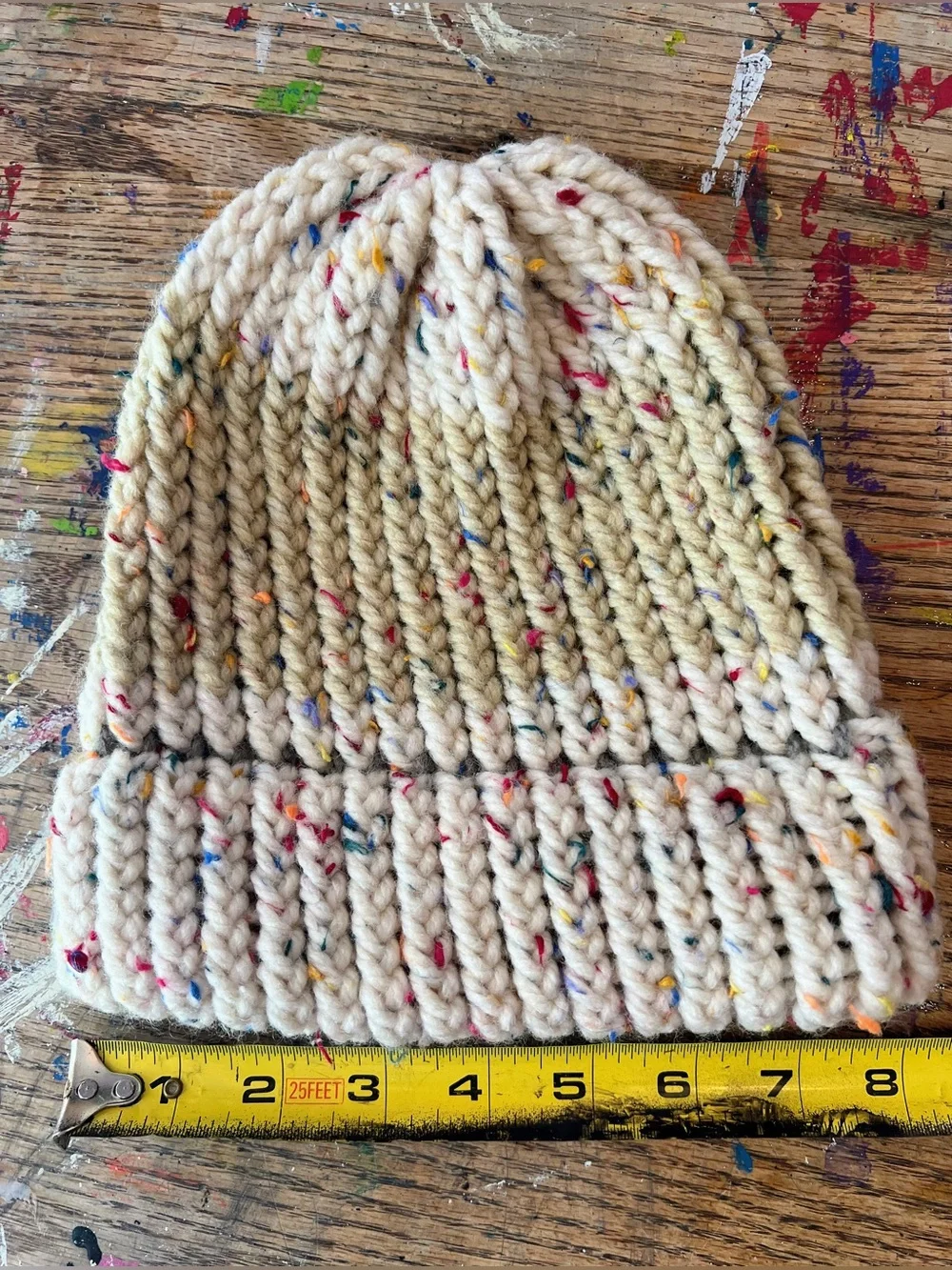 Kids Cream Knit Beanie with Confetti Speckle